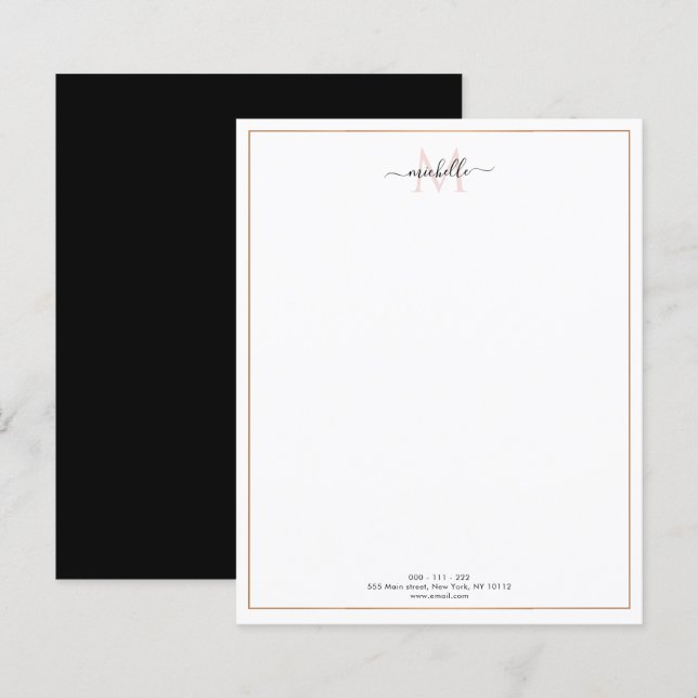 gold frame monogram script letterhead (Front/Back)