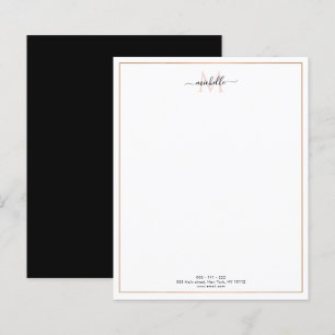 gold frame monogram script letterhead