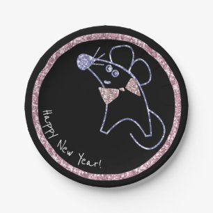 Gold frame ,new year , Christmas Paper Plate
