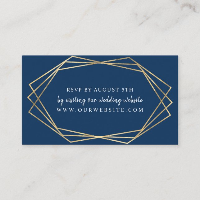 Gold Frame Online wedding RSVP card | any colour (Front)