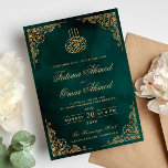 Gold Frame Ornate Green Islamic Muslim Wedding Invitation<br><div class="desc">Gold Frame Ornate Green Islamic Muslim Wedding</div>