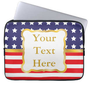 Gold Frame Over Patriotic Background Laptop Sleeve