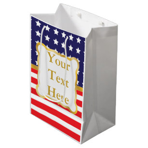 Gold Frame Over Patriotic Background Medium Gift Bag