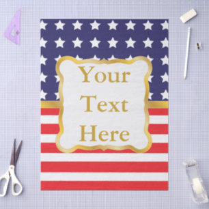 Gold Frame Over Patriotic Background Tissue Paper