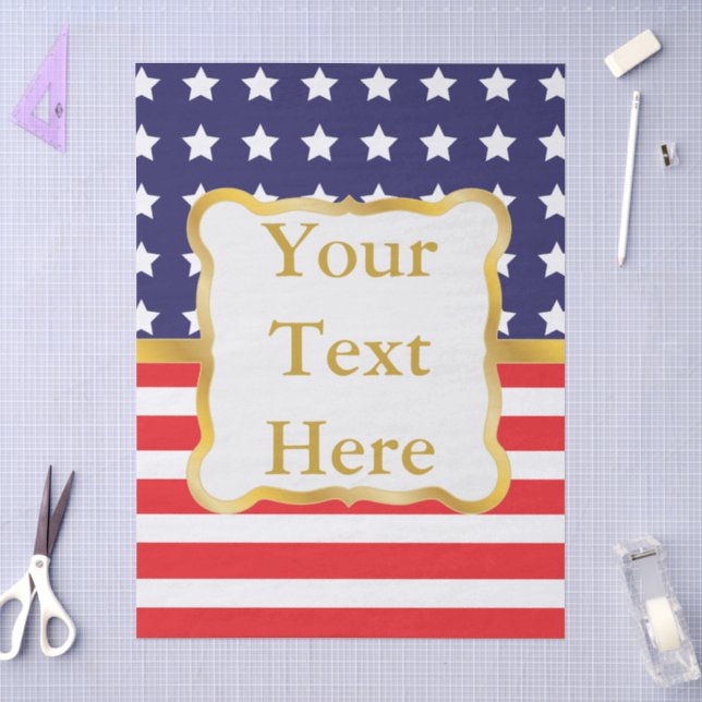 Gold Frame Over Patriotic Background Tissue Paper (Craft)
