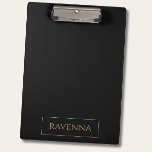 Gold Frame Personalised Name Deep Black Luxury Clipboard