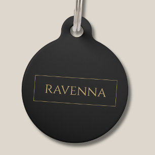 Gold Frame Personalised Name Deep Black Luxury Pet Tag