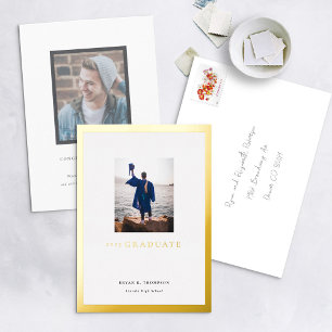Gold Frame Photo Graduation Announcement Card