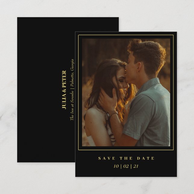 Gold Frame Photo Save The Date Invitation (Front/Back)