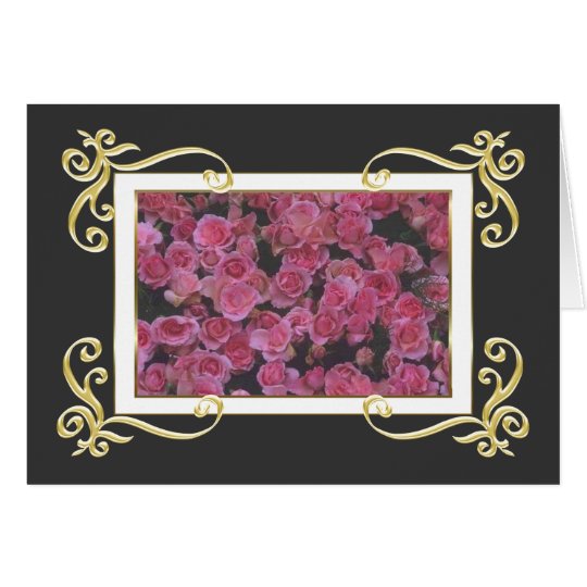 Gold Frame Roses Card