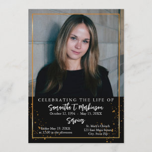 Gold Frame Simple Modern Speckled Funeral Programme