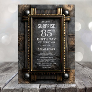 Gold Frame Slate Surprise 85th Birthday Party Invitation