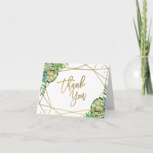 Gold Frame Succulent Personalised Thank You Card