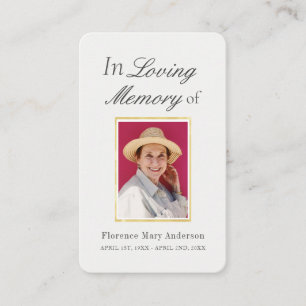 Gold Frame Sympathy Memorial White Photo Card