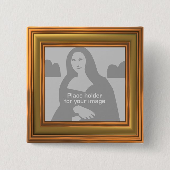 Gold Frame Template 15 Cm Square Badge (Front)