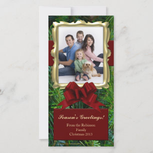 Gold Frame Vertical Christmas Photo Cards