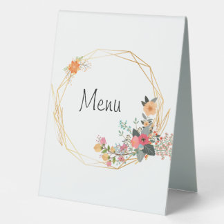 Gold Frame Wedding Menu Table Tent Sign