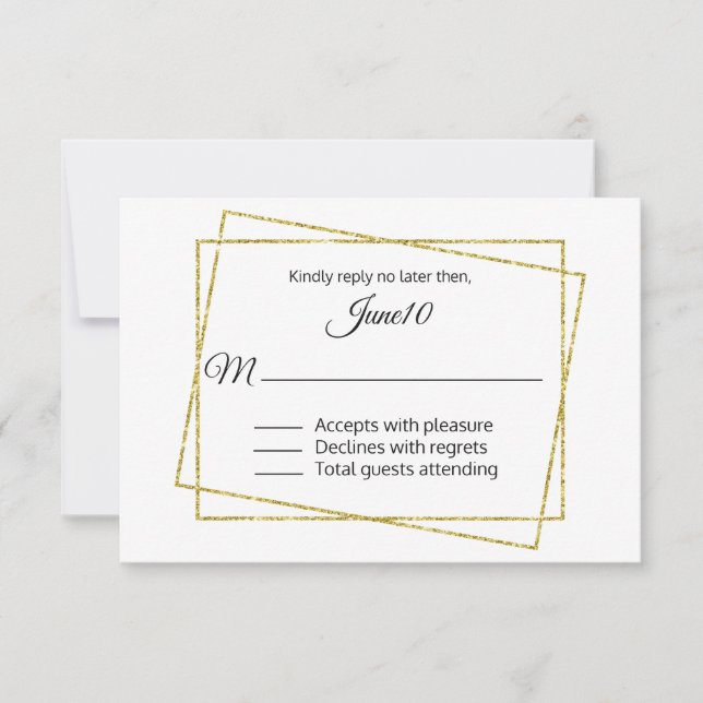 Gold Frame Wedding RSVP Card (Front)