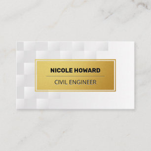 Gold Frame White Geometric Squares Business Card