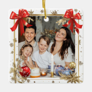 Gold Frame with custom Photo Family new year 2026 Ceramic Ornament
