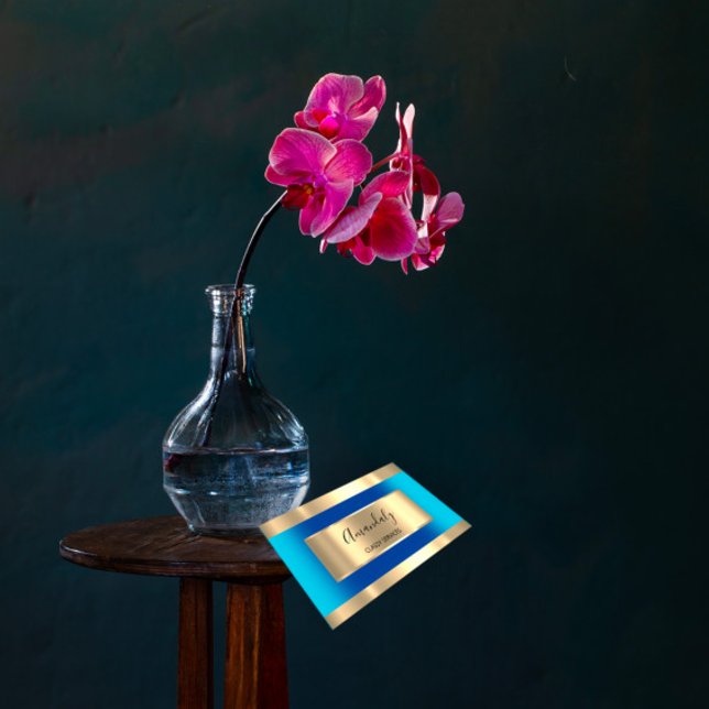 Gold Framed Elegant Professional Blue Ocean Business Card (Creator Uploaded)