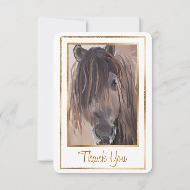 Gold Framed Horse Painting Thank You Card (Front)