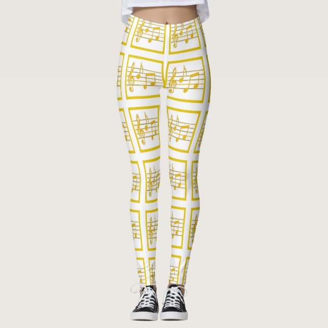Gold Framed Musical Squares Leggings (Front)