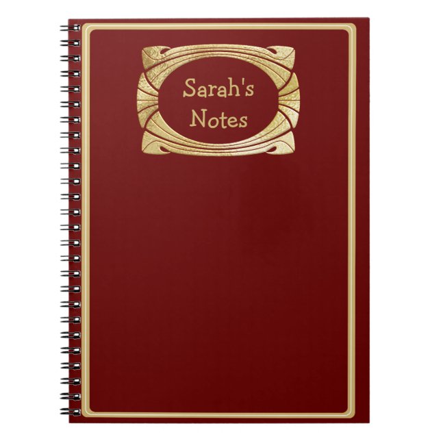 Gold Framed Ornate Nameplate Notebook (Front)
