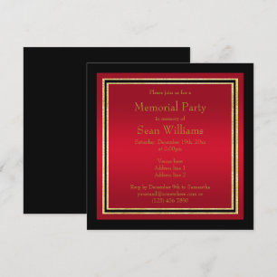 Gold Frames Red & Black Memorial Party Invitation