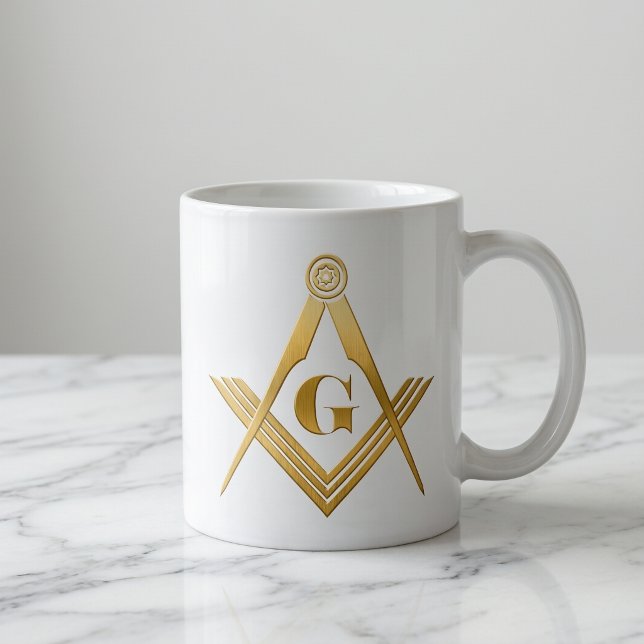 Gold Freemason Square and Compass Coffee Mug (Creator Uploaded)