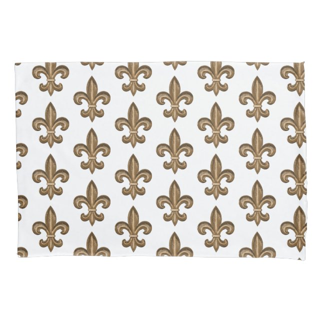 Gold French Fleur de Lis Pillowcase (Front)