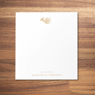 Gold French Horn Simple Elegant Music Teacher Notepad