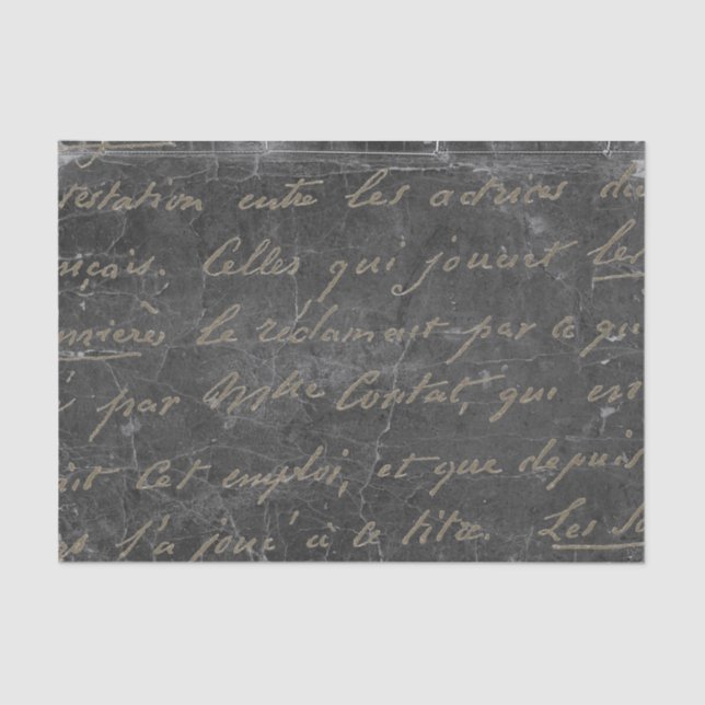 Gold French Script Chalkboard Vintage Tissue Paper (Front)