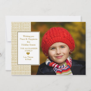 Gold Fretwork Photo Holiday Card