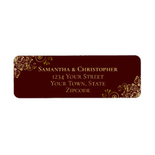 Gold Frills Auburn Brown Wedding Return Address
