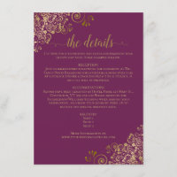 Gold Frills Elegant Cassis Purple Wedding Details