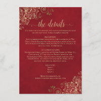 Gold Frills Elegant Marbled Red Wedding Details