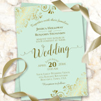 Gold Frills Elegant Neo Mint Green Wedding