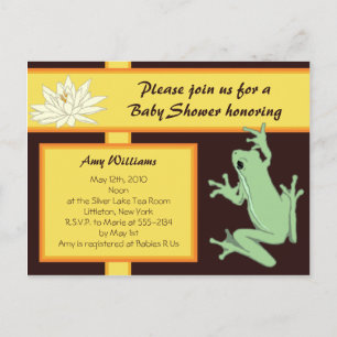 Gold Frog and Lotus Baby Shower Invitation