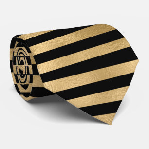 Gold Frozen Background Black Stripes  Tie