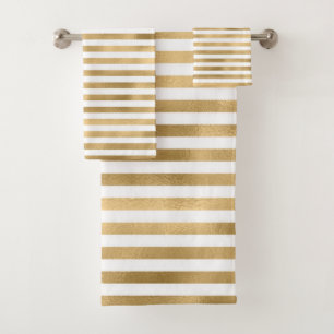 Gold Frozen Stripes  Bath Towel Set