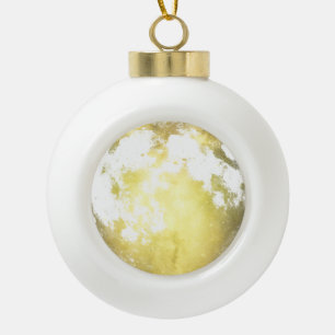 Gold Full Moon Christmas Holiday Ceramic Ball Christmas Ornament