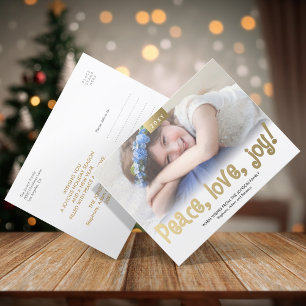 Gold Fun Peace Love Joy Photo Modern Postcard