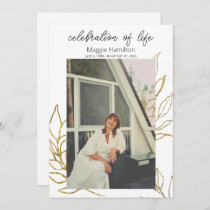 Gold Funeral Celebration of Life Program Invitation