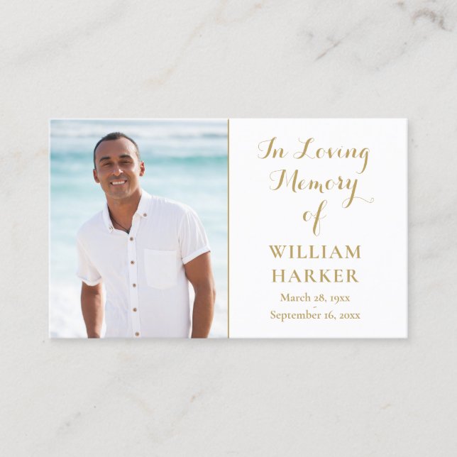 Gold Funeral Memorial Prayer Poem Photo Cards (Front)