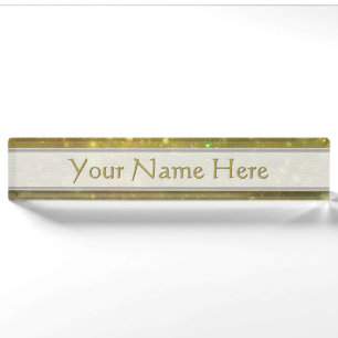 Gold Galactic Glitter Print Nameplate