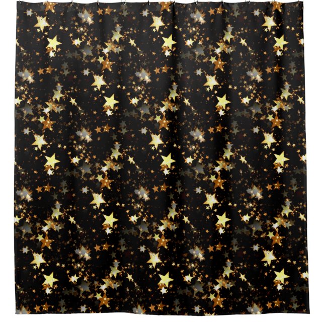gold galaxy bathroom shower curtain (Front)