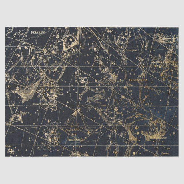 Gold Galaxy Star Map Series Design 1 Tissue Paper (Front)