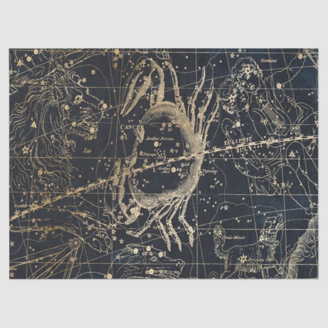Gold Galaxy Star Map Series Design 6 Tissue Paper (Front)