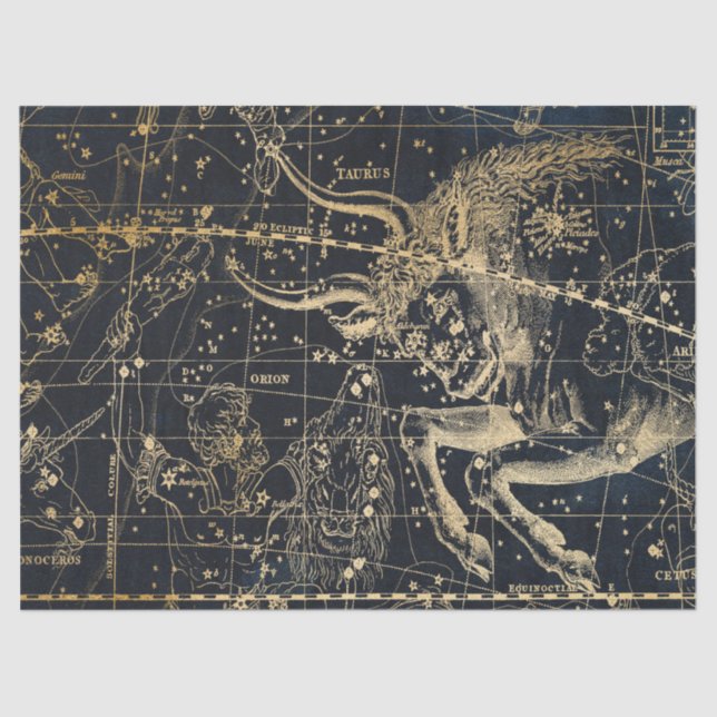 Gold Galaxy Star Map Series Design 8 Tissue Paper (Front)